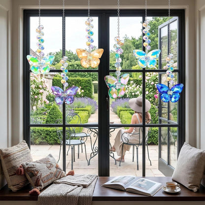 6x Kristall Sonnenfänger Schmetterling | Fensterdeko Lichtfänger Regenbogen