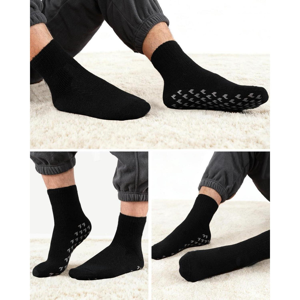 Warme Stoppersocken Herren mit rutschfester Sohle, Größen 39-50