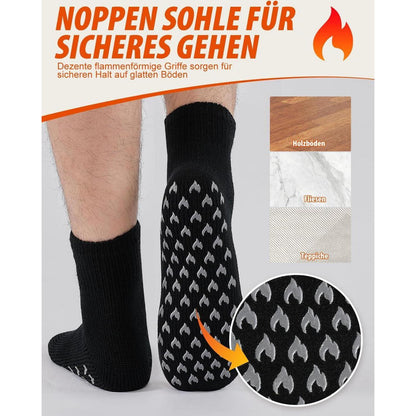 Warme Stoppersocken Herren mit rutschfester Sohle, Größen 39-50
