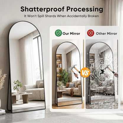 Gewölbter Ganzkörperspiegel mit Aluminiumrahmen – 206x105 cm