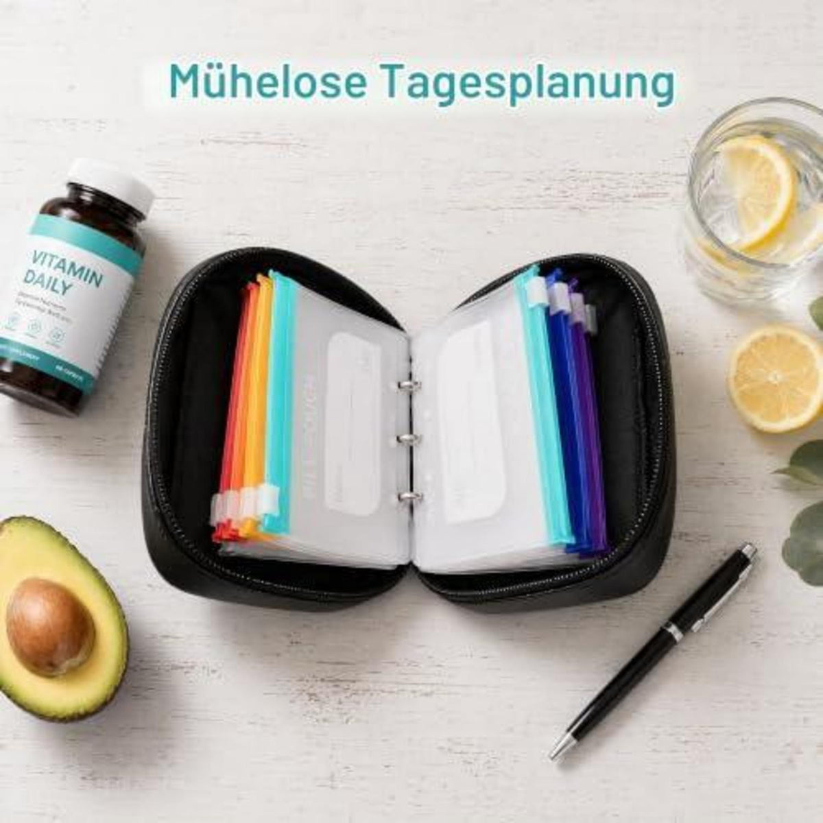 Tabletten Organizer A8 Wasserdicht für 7-14 Tage (Schwarz)