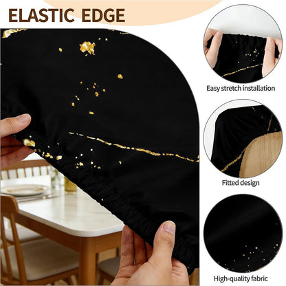 Wasserdichte Tischdecke Rechteckig 140x80 Schwarz Gold Marmor