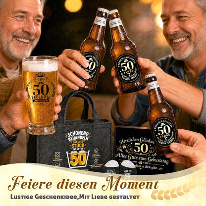 50. Geburtstag Geschenk für Männer – Bier Geschenkset mit Tasche