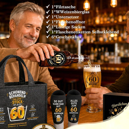 60. Geburtstag Geschenk für Männer – Bier Geschenkset mit Tasche