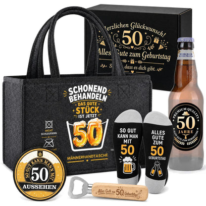 50. Geburtstag Geschenkset für Männer mit Bier & Zubehör