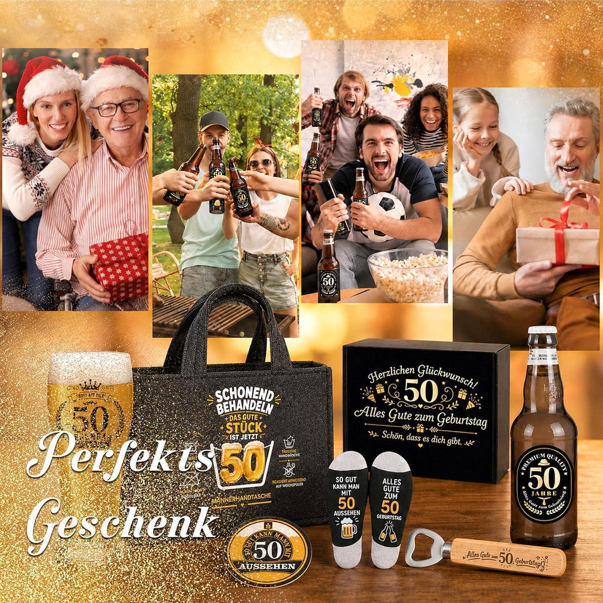 50. Geburtstag Geschenkset für Männer mit Bier & Zubehör