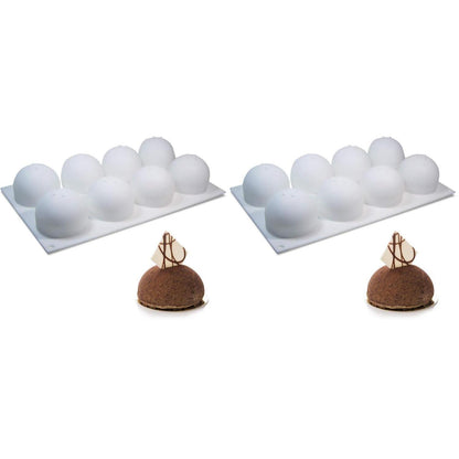 Silikon Kugelform 8 Hohlräume - Für Schokolade, Gelee & Co. (2er Pack)