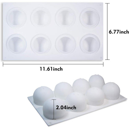Silikon Kugelform 8 Hohlräume - Für Schokolade, Gelee & Co. (2er Pack)