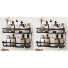 Duschablage ohne Bohren mit 5 Haken - Edelstahl 2er Set Schwarz