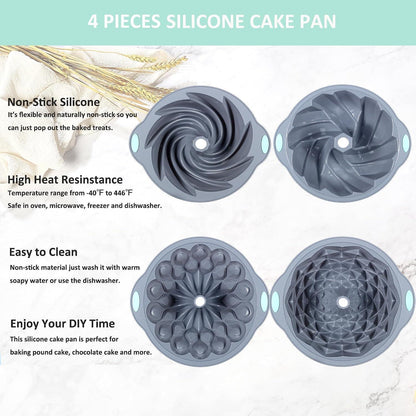 Silikon Kuchenformen 10/12 Tassen - Antihaft Backform Grau (2er Set)