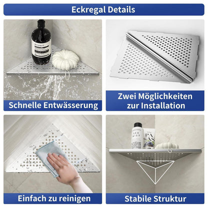 Edelstahl Eckregal Duschablage 2er-Set, 254mm