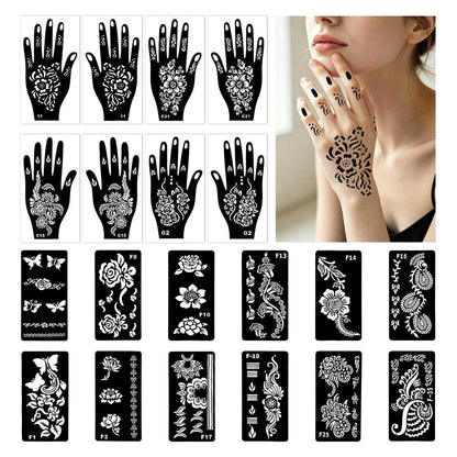 Henna Schablonen Set 20er Pack für Körper & Basteln
