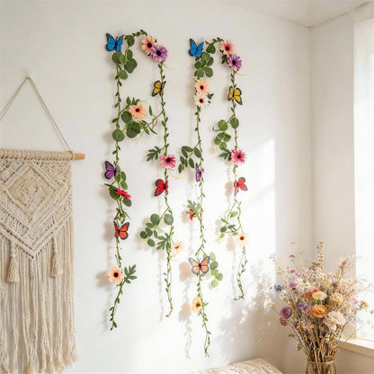 Blumen Girlande mit Schmetterlingen – 2er Set, 2m lang