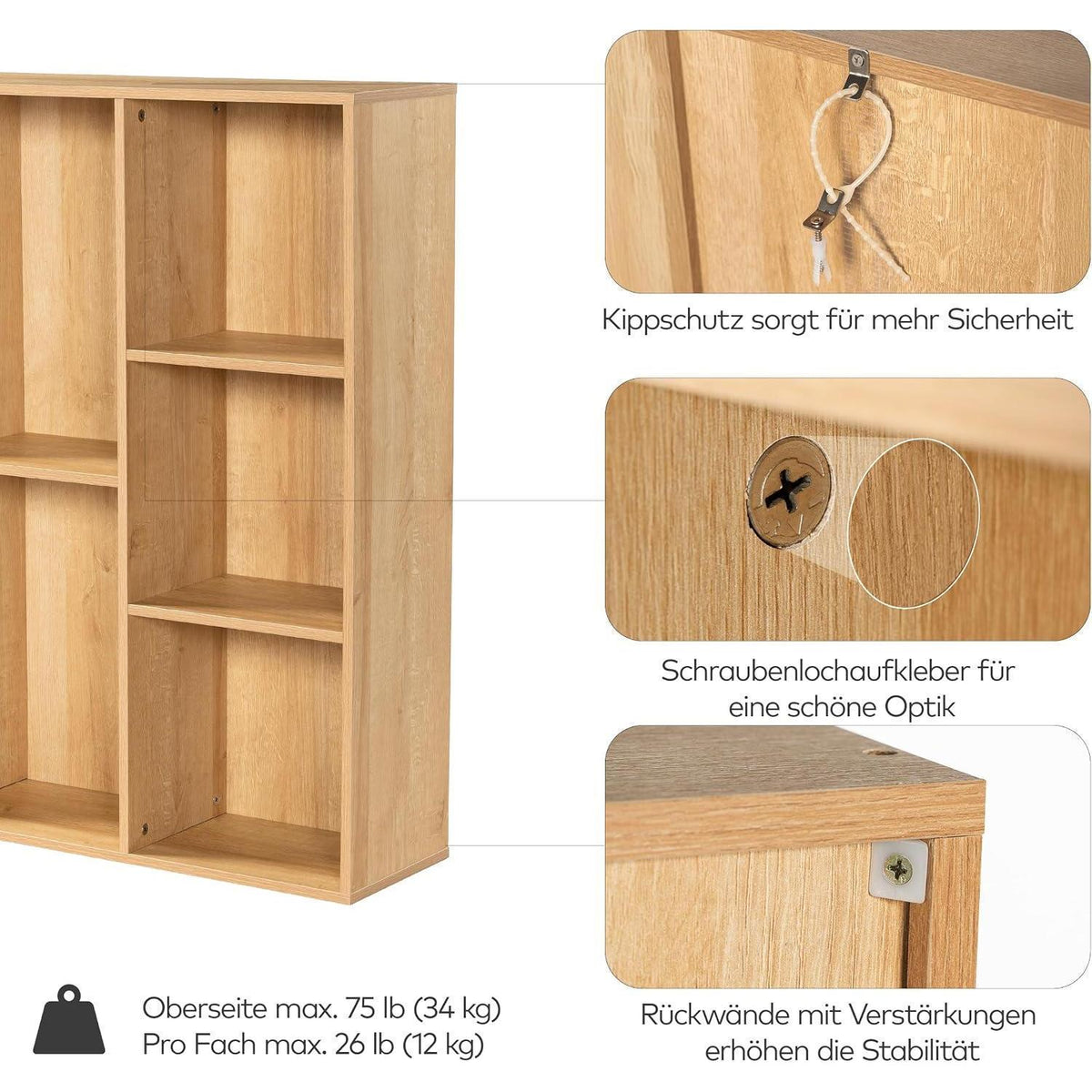 Würfelregal Holz 5 Fächer – Bücherregal & Raumteiler