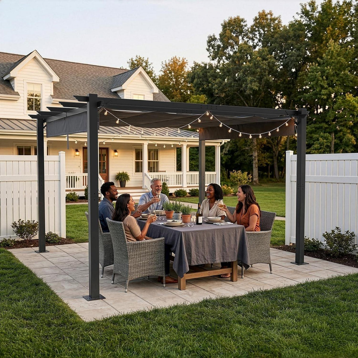 LEADZM Pergola 3x4m – Freistehender Pavillon mit Schiebedach