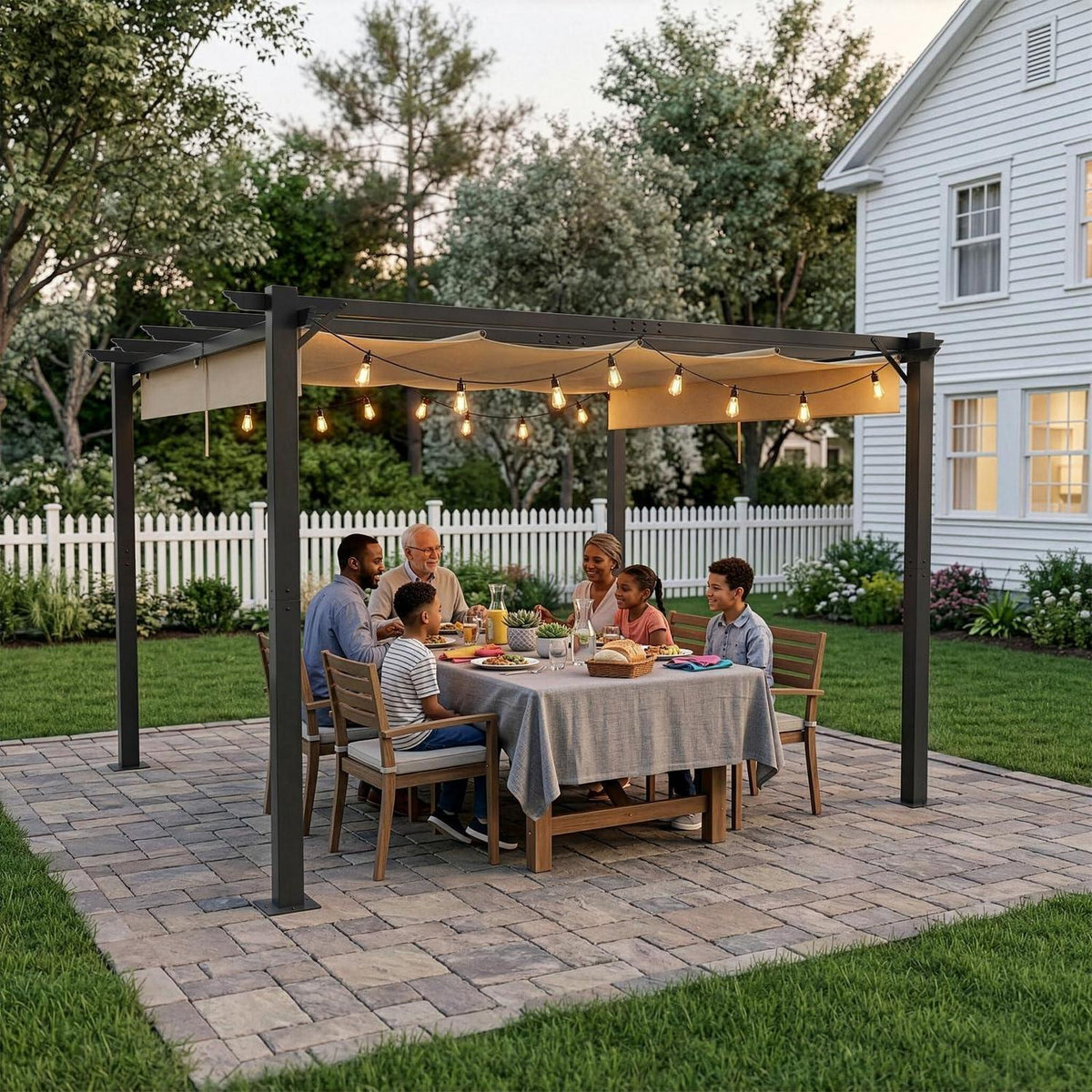 LEADZM Pergola 3x4m – Freistehender Pavillon mit Schiebedach