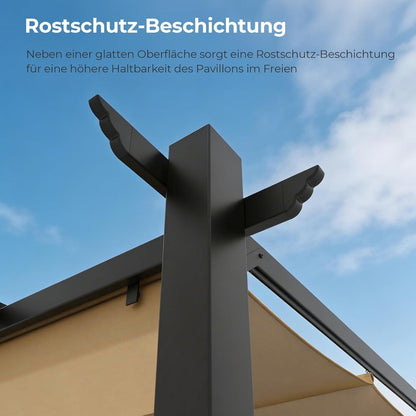 LEADZM Pergola 3x4m – Freistehender Pavillon mit Schiebedach