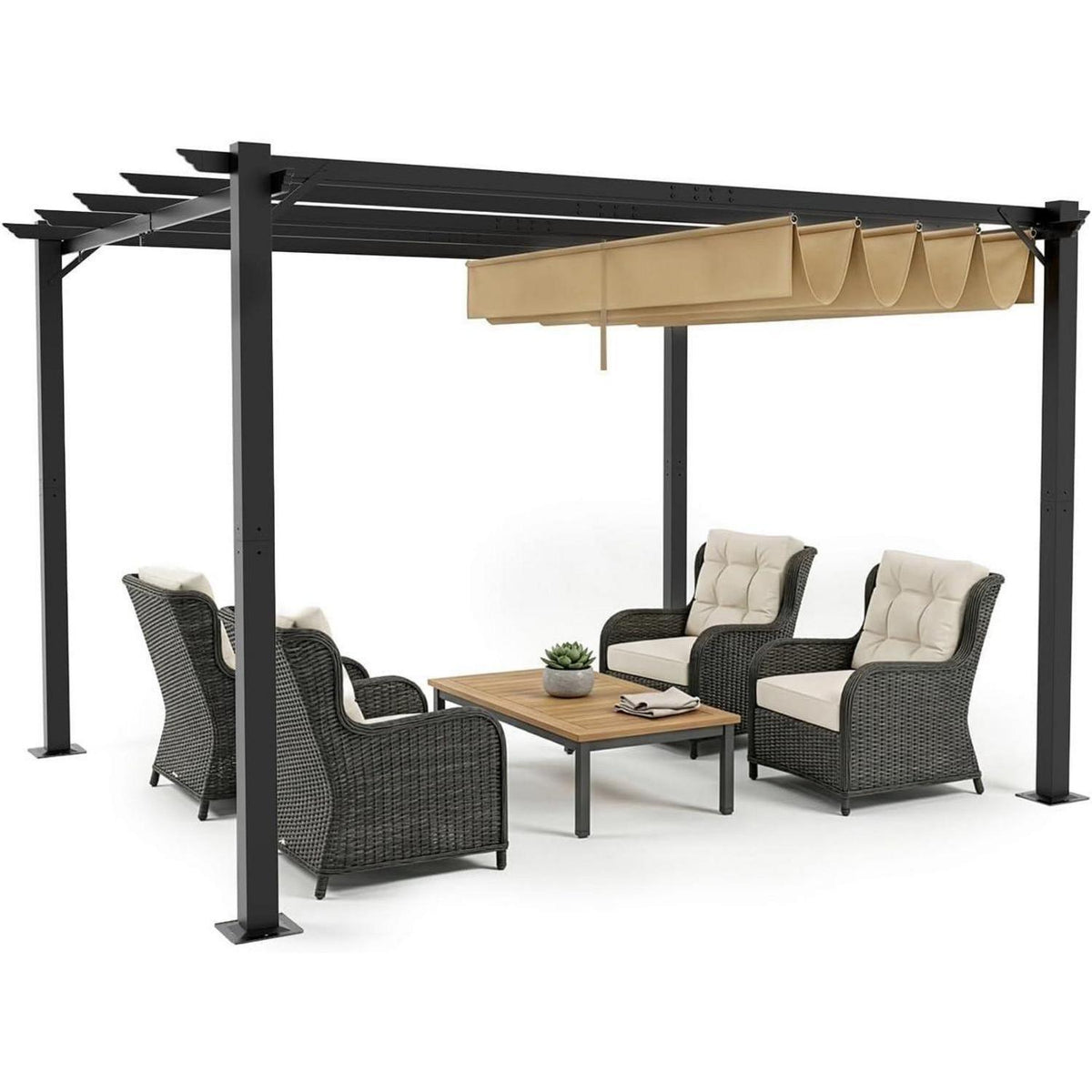 LEADZM Pergola 3x4m – Freistehender Pavillon mit Schiebedach