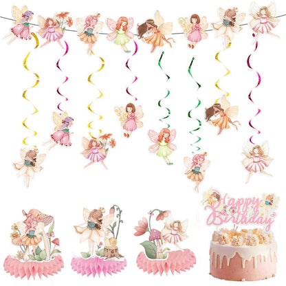 Feen Geburtstag Deko Set | Girlande & Deko für Märchenparty