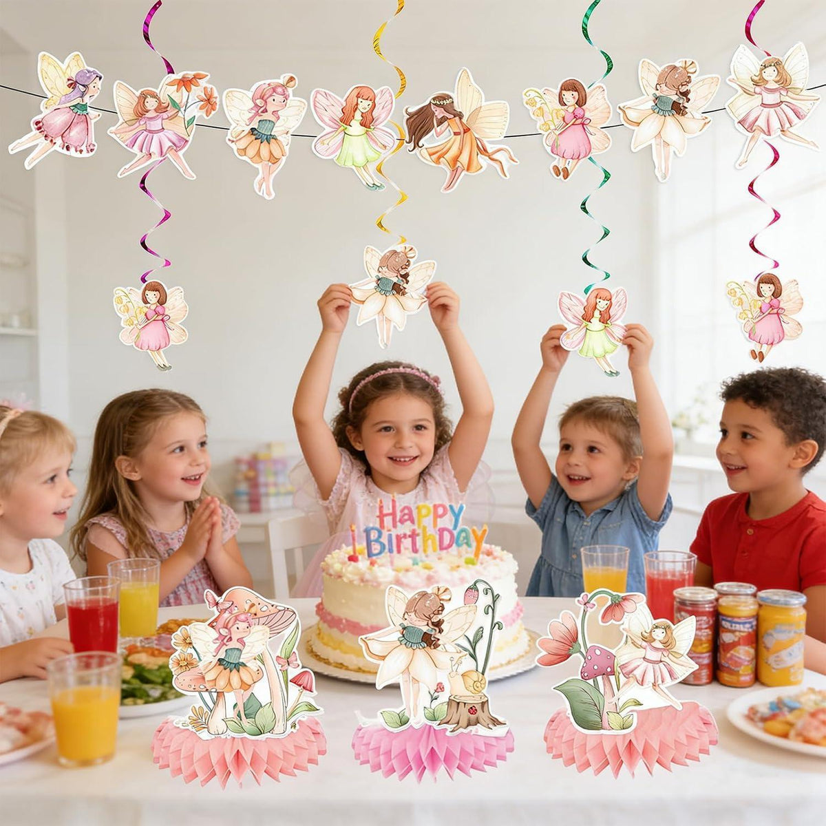 Feen Geburtstag Deko Set | Girlande & Deko für Märchenparty
