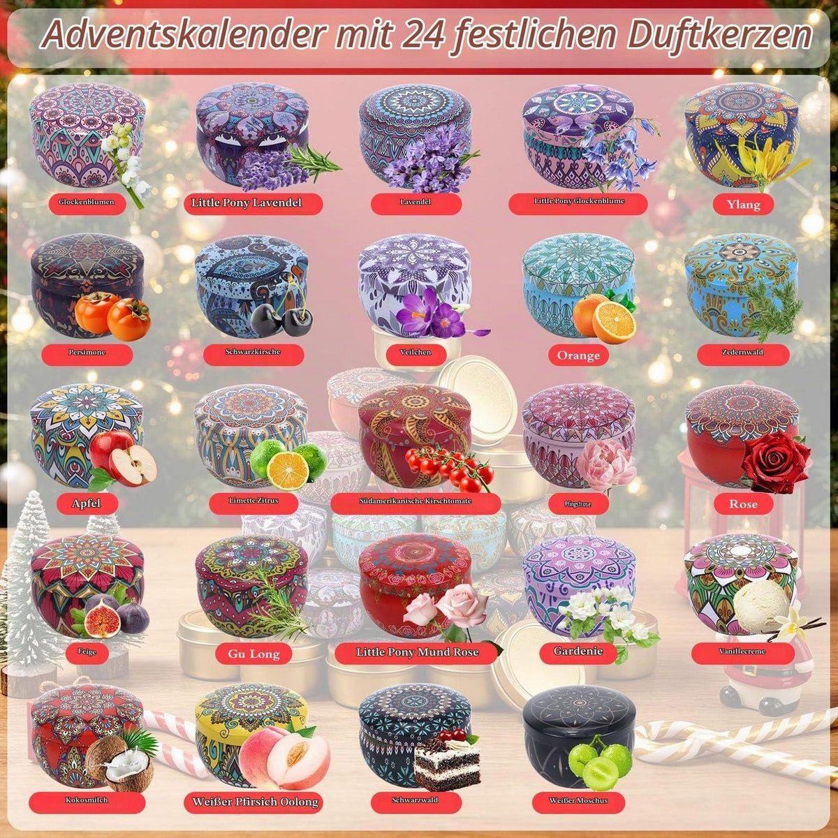 Adventskalender Duftkerzen 2026 – 24 Weihnachtsdüfte für Frauen