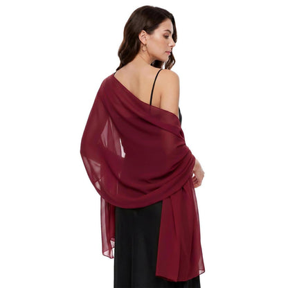 Chiffon Stola Damen Festlich leicht für Abendkleid Sommer Hochzeiten Burgunderrot