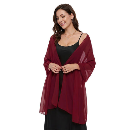 Chiffon Stola Damen Festlich leicht für Abendkleid Sommer Hochzeiten Burgunderrot