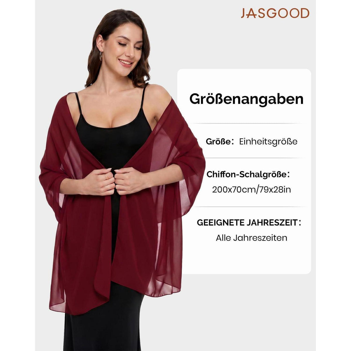 Chiffon Stola Damen Festlich leicht für Abendkleid Sommer Hochzeiten Burgunderrot