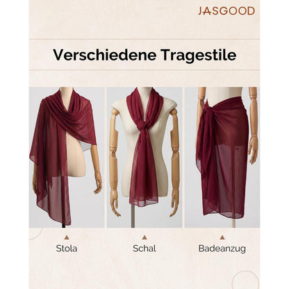 Chiffon Stola Damen Festlich leicht für Abendkleid Sommer Hochzeiten Burgunderrot