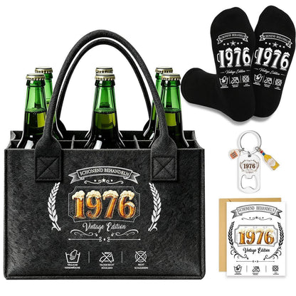 Bier Handtasche Geschenkset 50 Geburtstag Mann mit Socken & Schlüsselanhänger