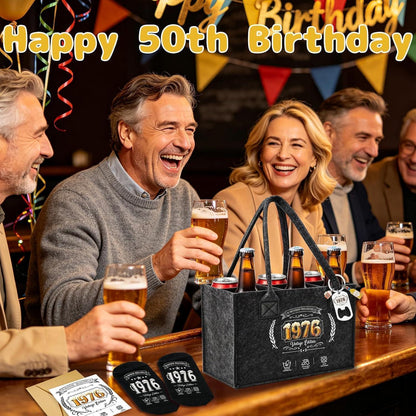 Bier Handtasche Geschenkset 50 Geburtstag Mann mit Socken & Schlüsselanhänger