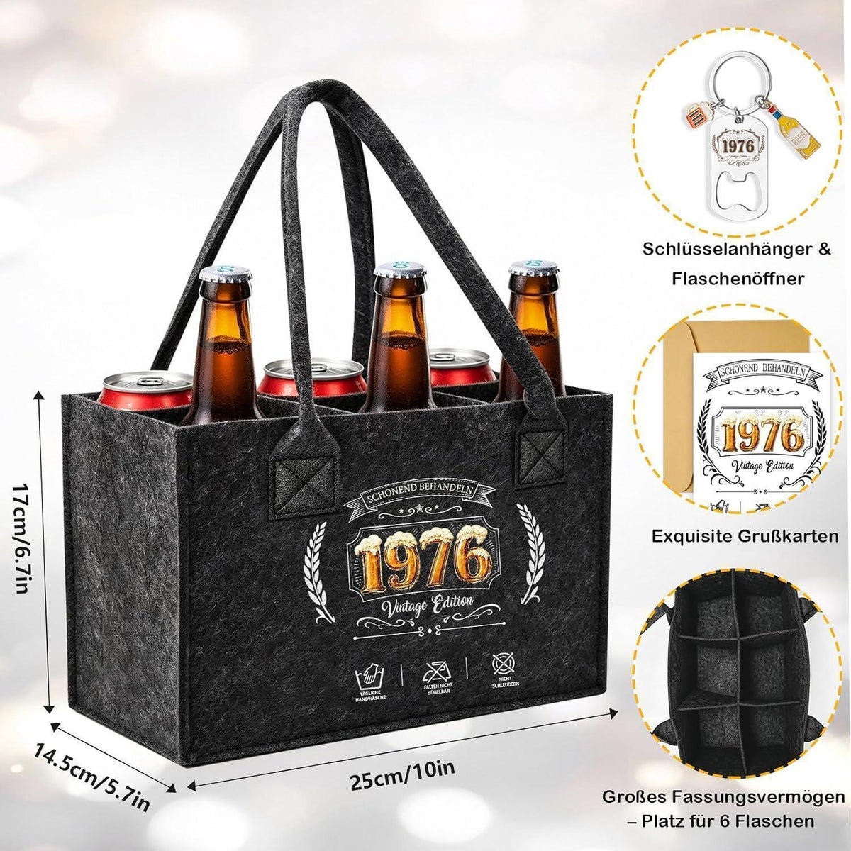 Bier Handtasche Geschenkset 50 Geburtstag Mann mit Socken & Schlüsselanhänger