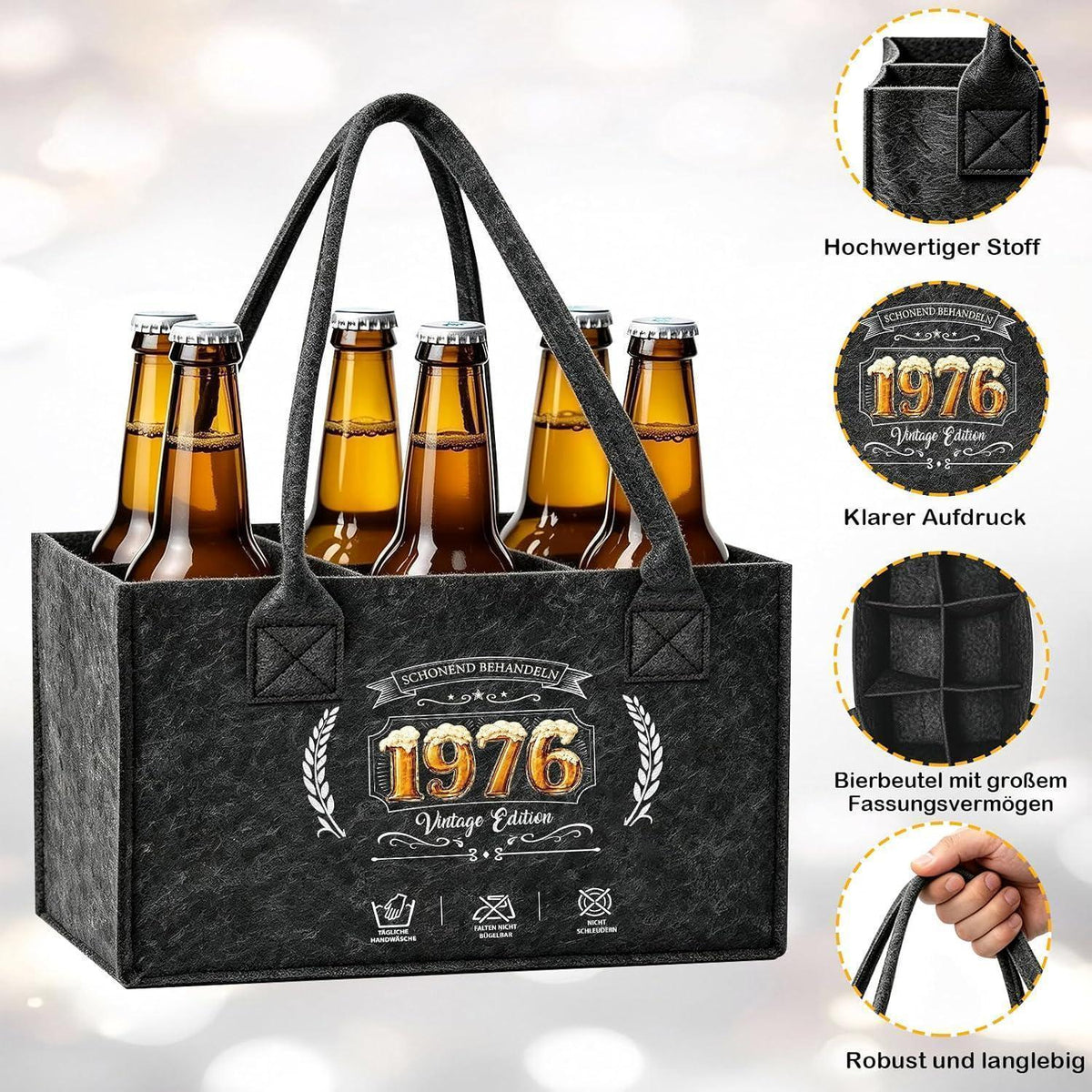 Bier Handtasche Geschenkset 50 Geburtstag Mann mit Socken & Schlüsselanhänger