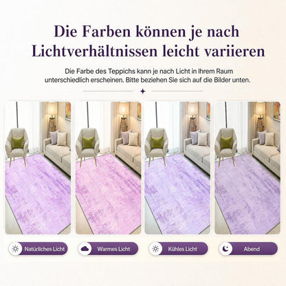 Vintage Teppich Lila 200x300cm - Weicher Kurzflor Teppich Wohnzimmer
