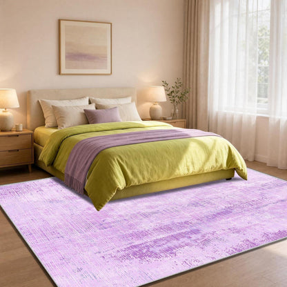 Vintage Teppich Lila 200x300cm - Weicher Kurzflor Teppich Wohnzimmer