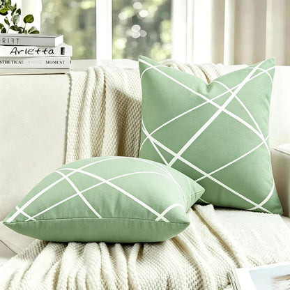 Samt Kissenbezug 40x40 Salbeigrün 2er Set Geometrisch