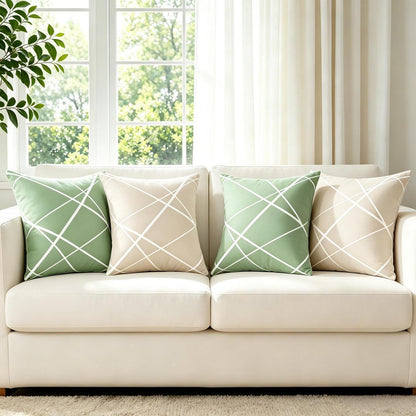 Samt Kissenbezug 40x40 Salbeigrün 2er Set Geometrisch