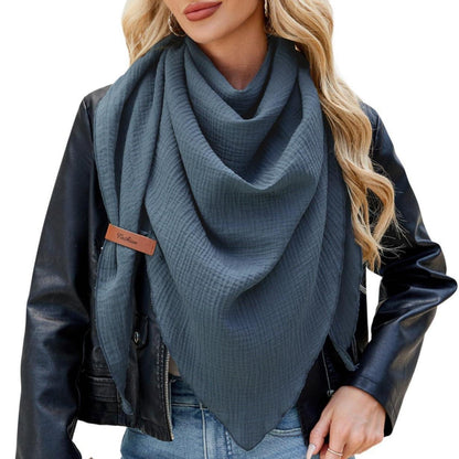 Musselin Dreiecksschal Damen Baumwolle Blau 190x80cm
