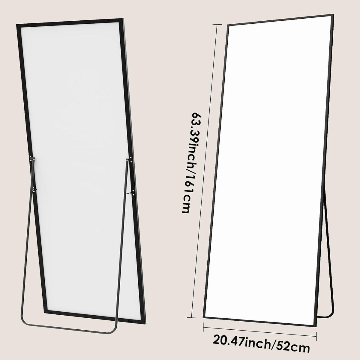 Ganzkörperspiegel 161x52cm – Stand- & Wandspiegel mit Aluminiumrahmen