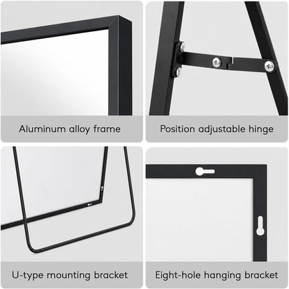 Ganzkörperspiegel 218x102cm – Stand- & Wandspiegel mit Aluminiumrahmen
