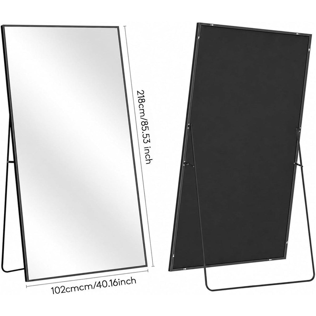 Ganzkörperspiegel 218x102cm – Stand- & Wandspiegel mit Aluminiumrahmen