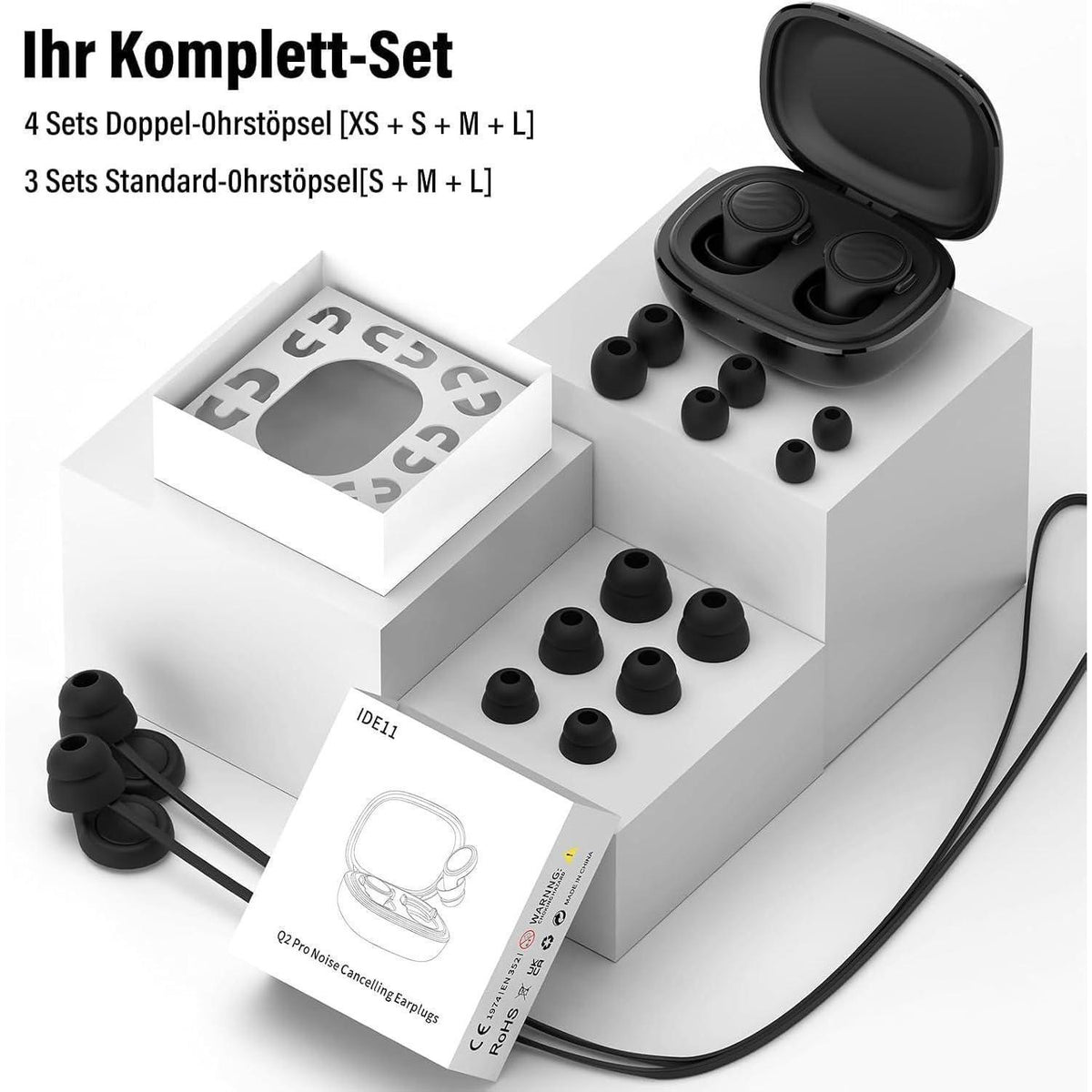 Schlaf-Ohrstöpsel Q2Pro – Geräuschreduzierend & Wiederverwendbar