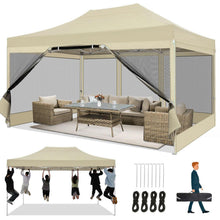 Faltpavillon 3x4,5 Wasserdicht mit Seitenwänden & Moskitonetz