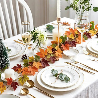Herbstgirlande 2er Set | 176cm Ahornblatt Deko für Tür & Tisch