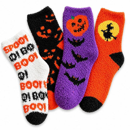 Kuschelsocken Halloween 4er Set Damen mit Motiven