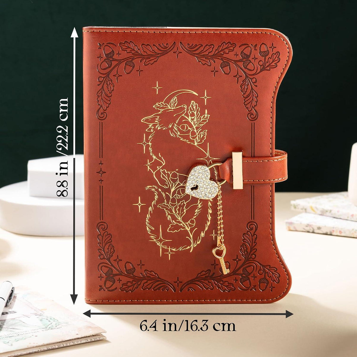 Notizbuch mit Schloss & Schlüssel – Vintage Fuchs Design A5