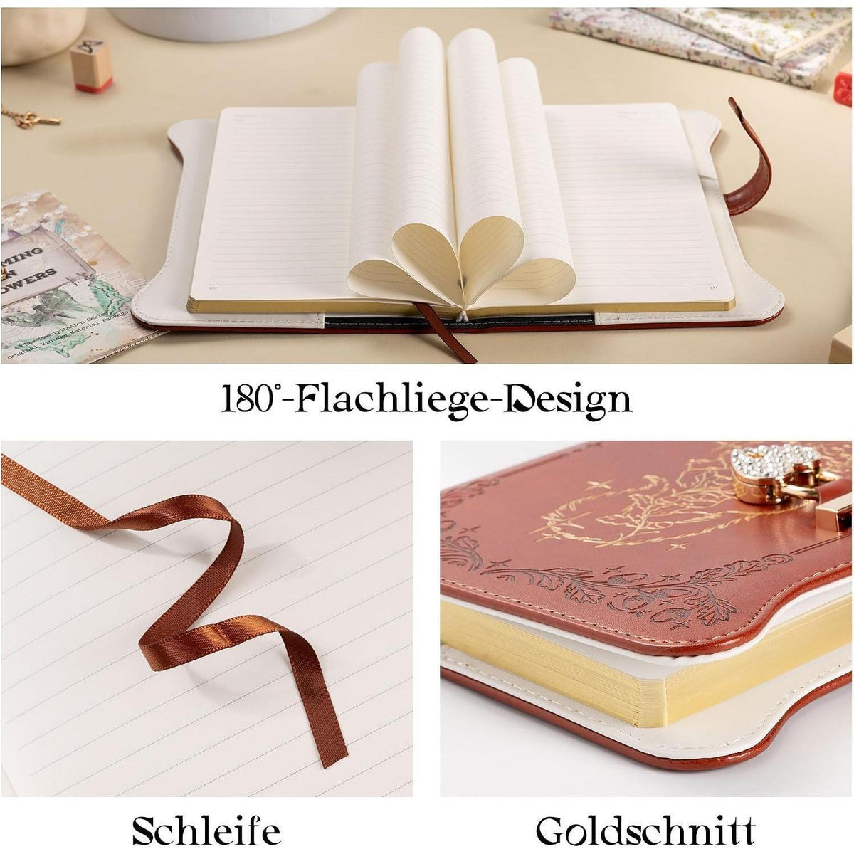 Notizbuch mit Schloss & Schlüssel – Vintage Fuchs Design A5