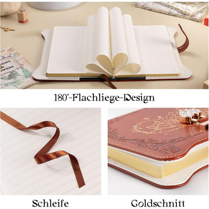 Notizbuch mit Schloss & Schlüssel – Vintage Fuchs Design A5