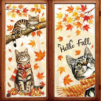 Herbst Fensterbilder PVC, 83 Stück Erntedank Deko, Ahornblatt Eichel