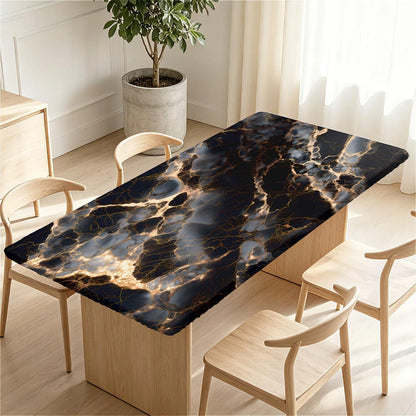 Elastische Tischdecke Rechteckig 160x90 cm – Schwarz Marmor